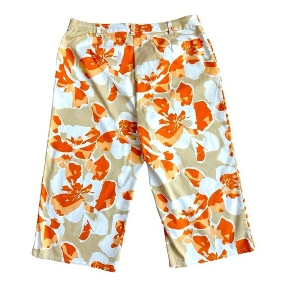 Chico's Womens Orange Tan Floral Print Capris Size 1.5 (US 10) Stretch Cotton VG - Picture 5 of 7